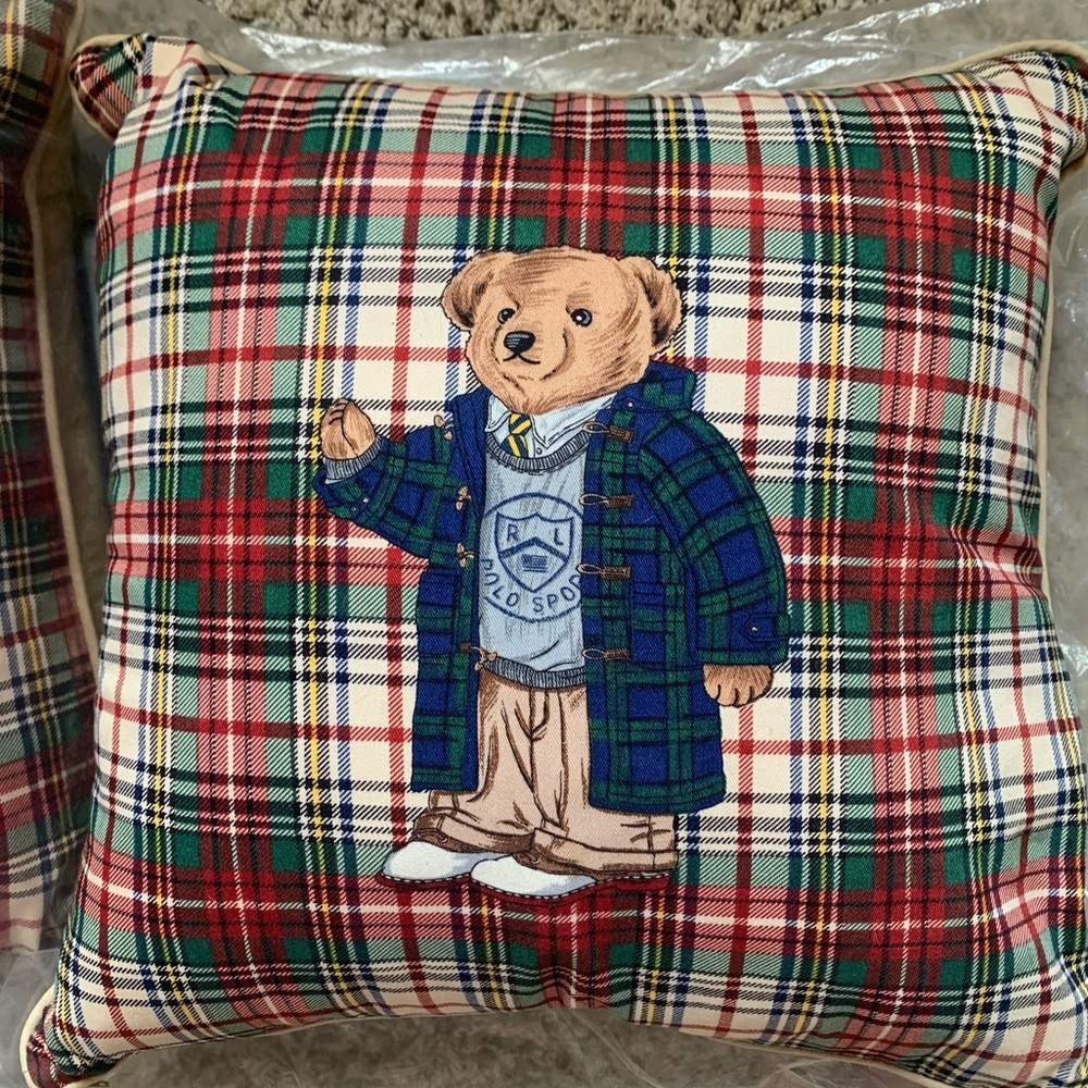 VTG Ralph Lauren Polo Bear Plaid Pillows